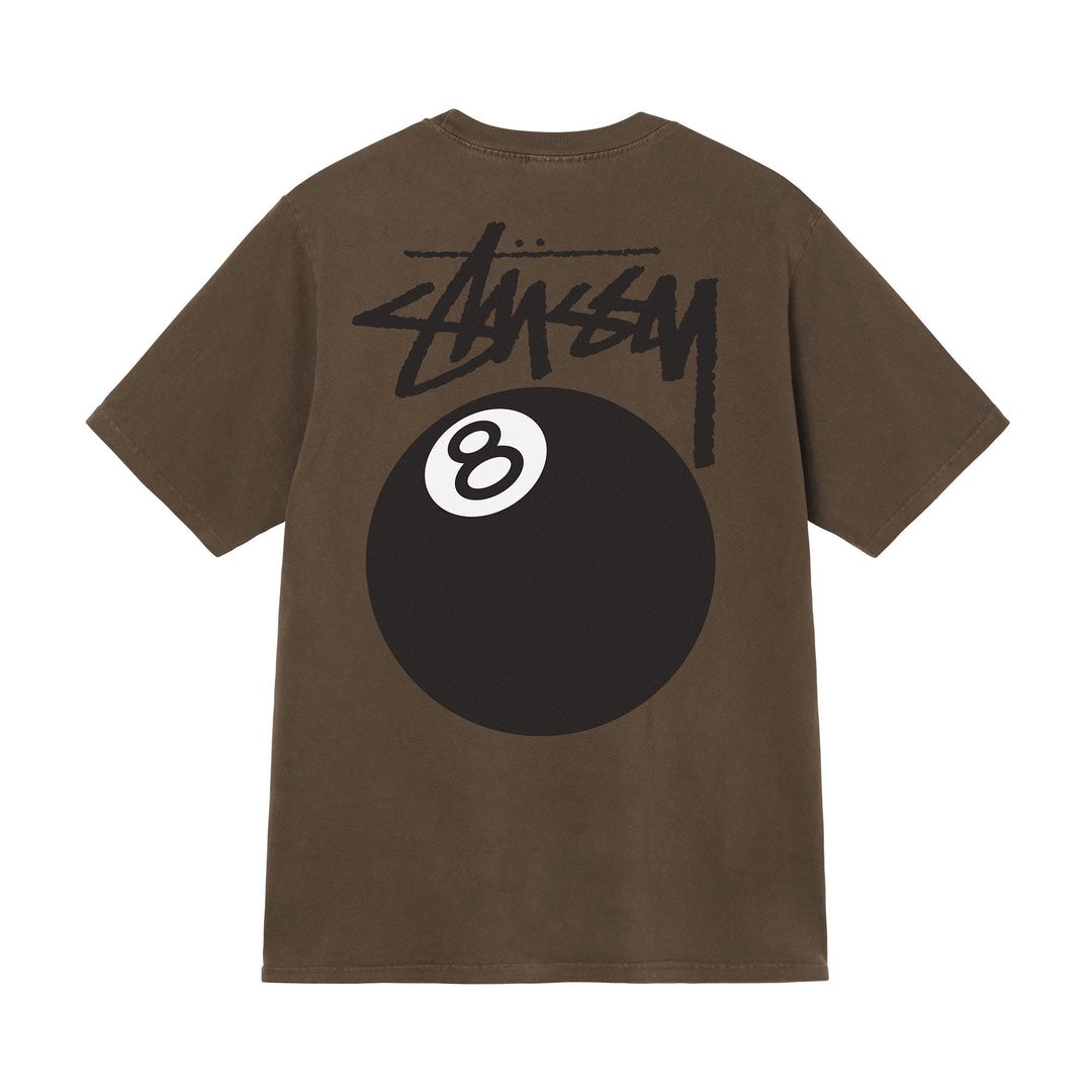 STUSSY 8 BALL TSHIRT - COFFEE