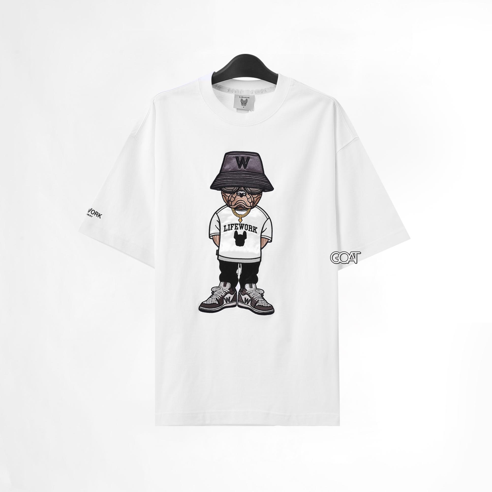 LIFEWORK HIP DOG APPLIQUE T-SHIRT - WHITE