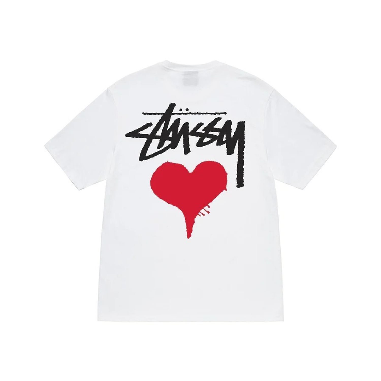 STUSSY STOCK HEART TSHIRT - WHITE