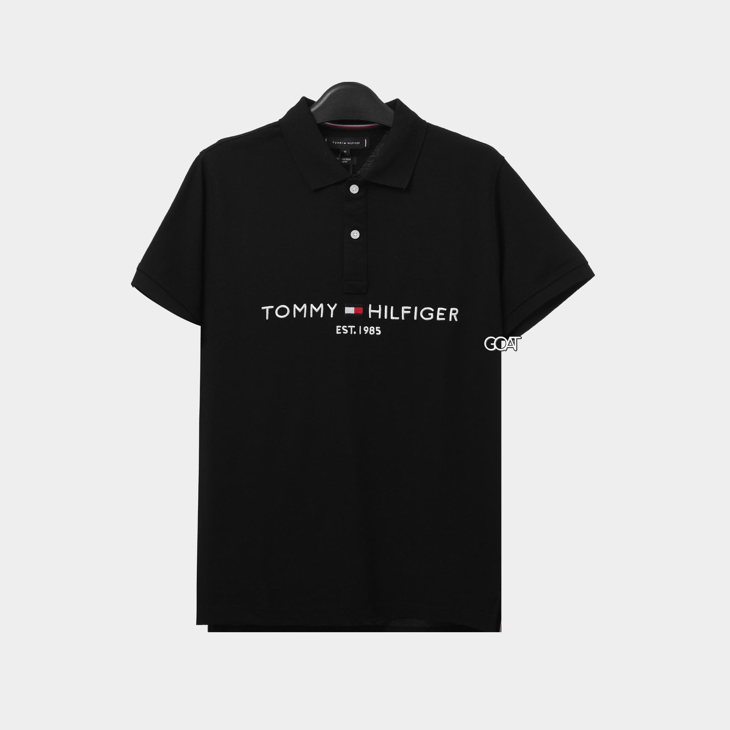 TOMMY HILFIGER BIG AND TALL POLO SHIRT - BLACK