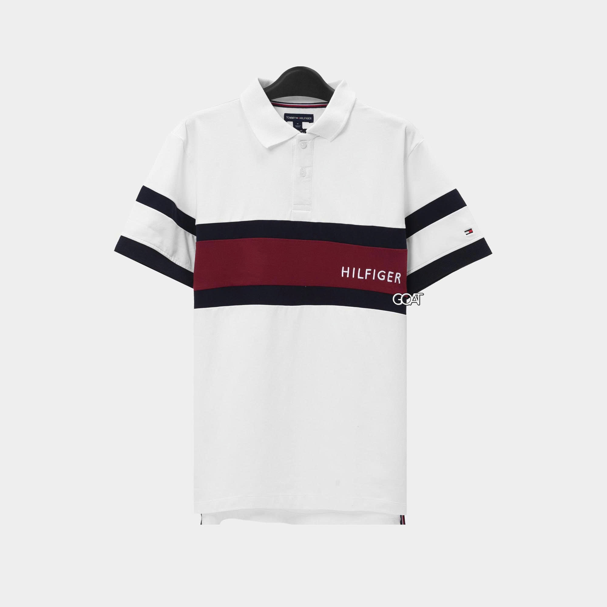 TOMMY RED LINES PIQUE POLO SHIRT - WHITE