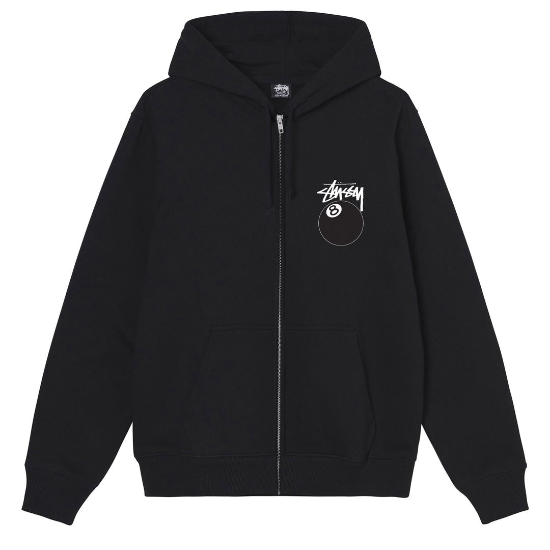 STUSSY 8 BALL ZIP HOODIE - BLACK