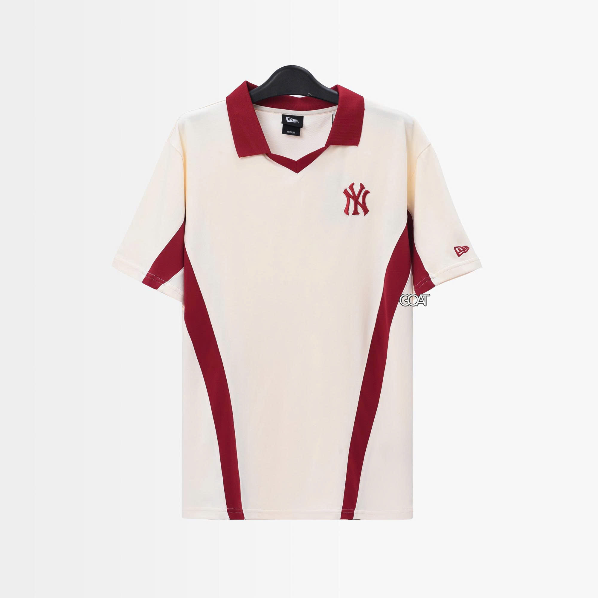 NEW ERA ESSENTIAL NY POLO SHIRT - IVORY/RED