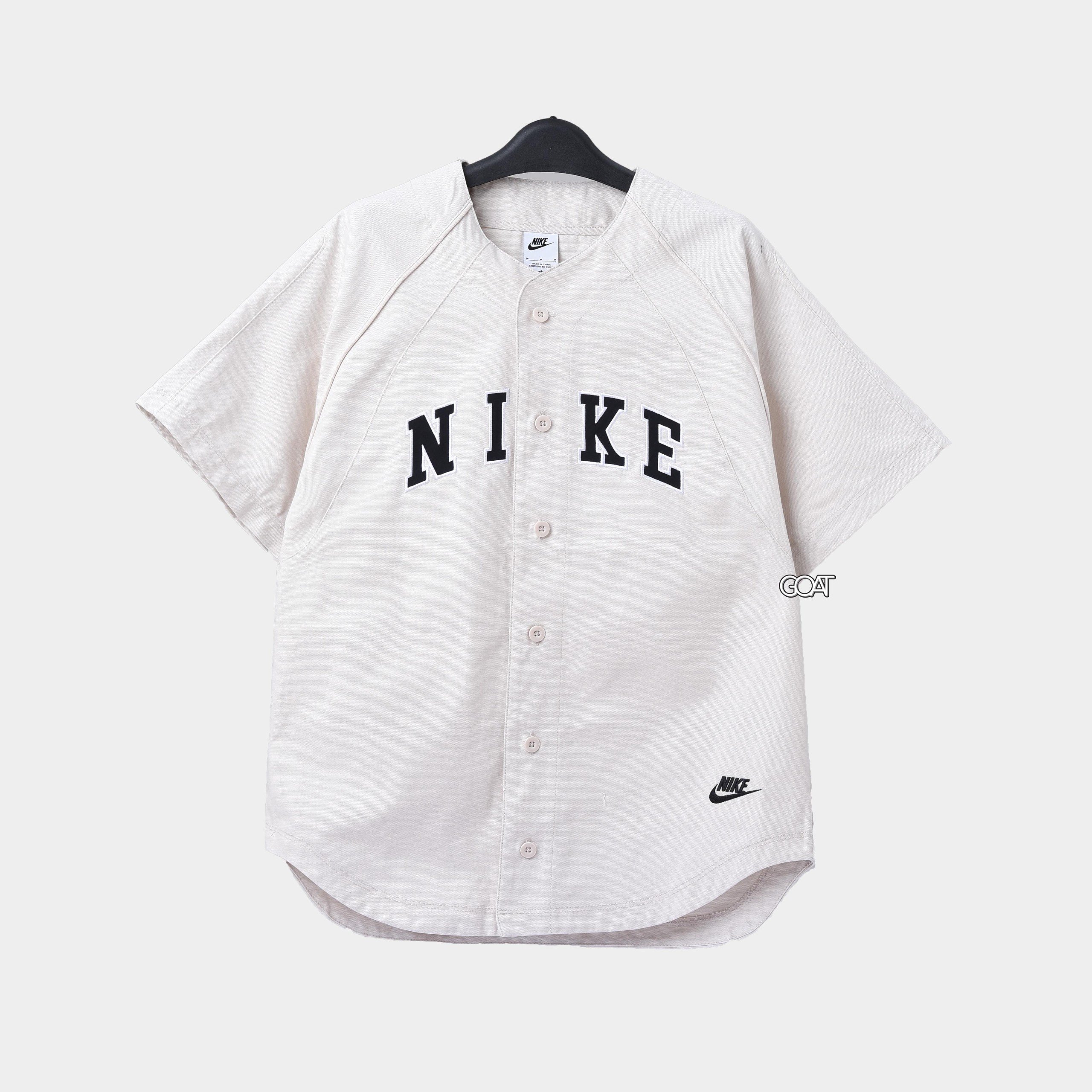 NIKE AUTUMN RETRO JERSEY CASUAL BASEBALL SHIRT - CREAM