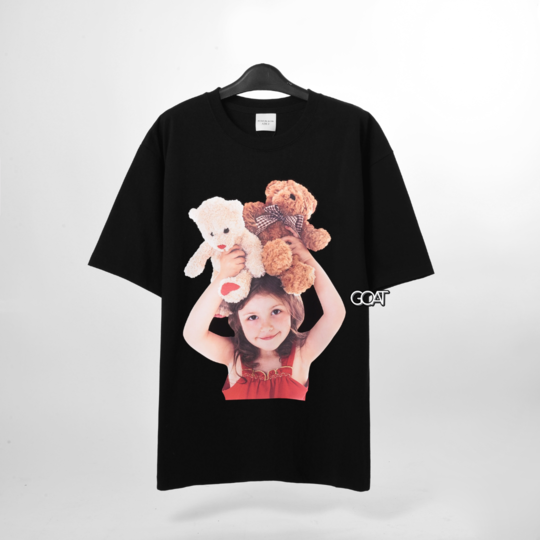 ADLV BABY FACE SHORT SLEEVE RED DRESS T-SHIRT - BLACK