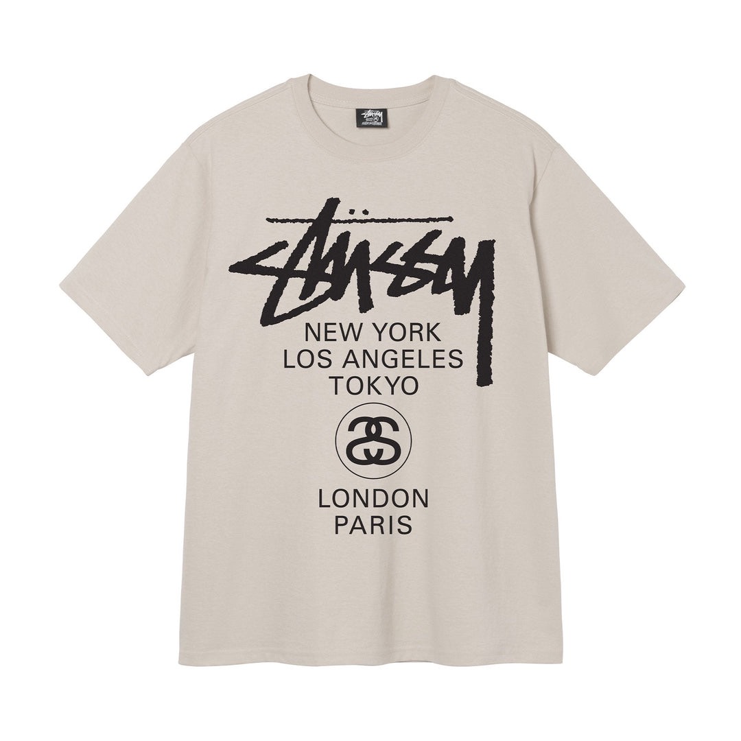 STUSSY WORLD TOUR TSHIRT - SMOKE