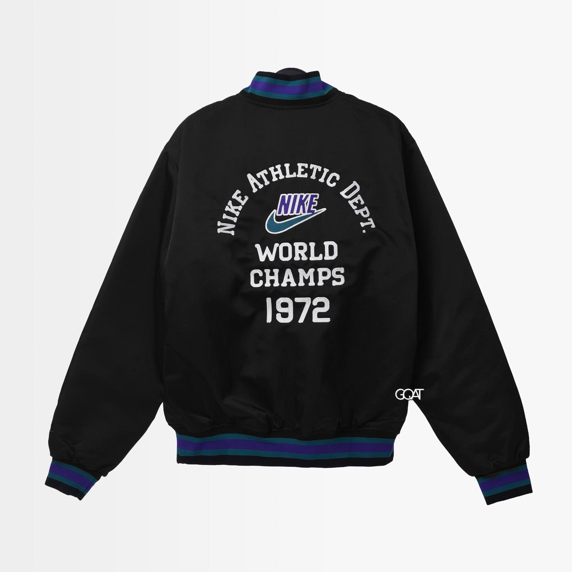 NIKE DOGOUT LOOSE SATIN 1972 JACKET - BLACK