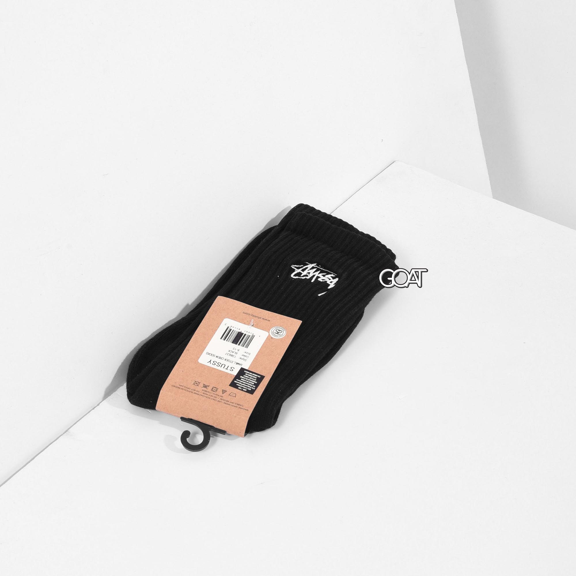 STUSSY SMALL STOCK CREW SOCKS - BLACK