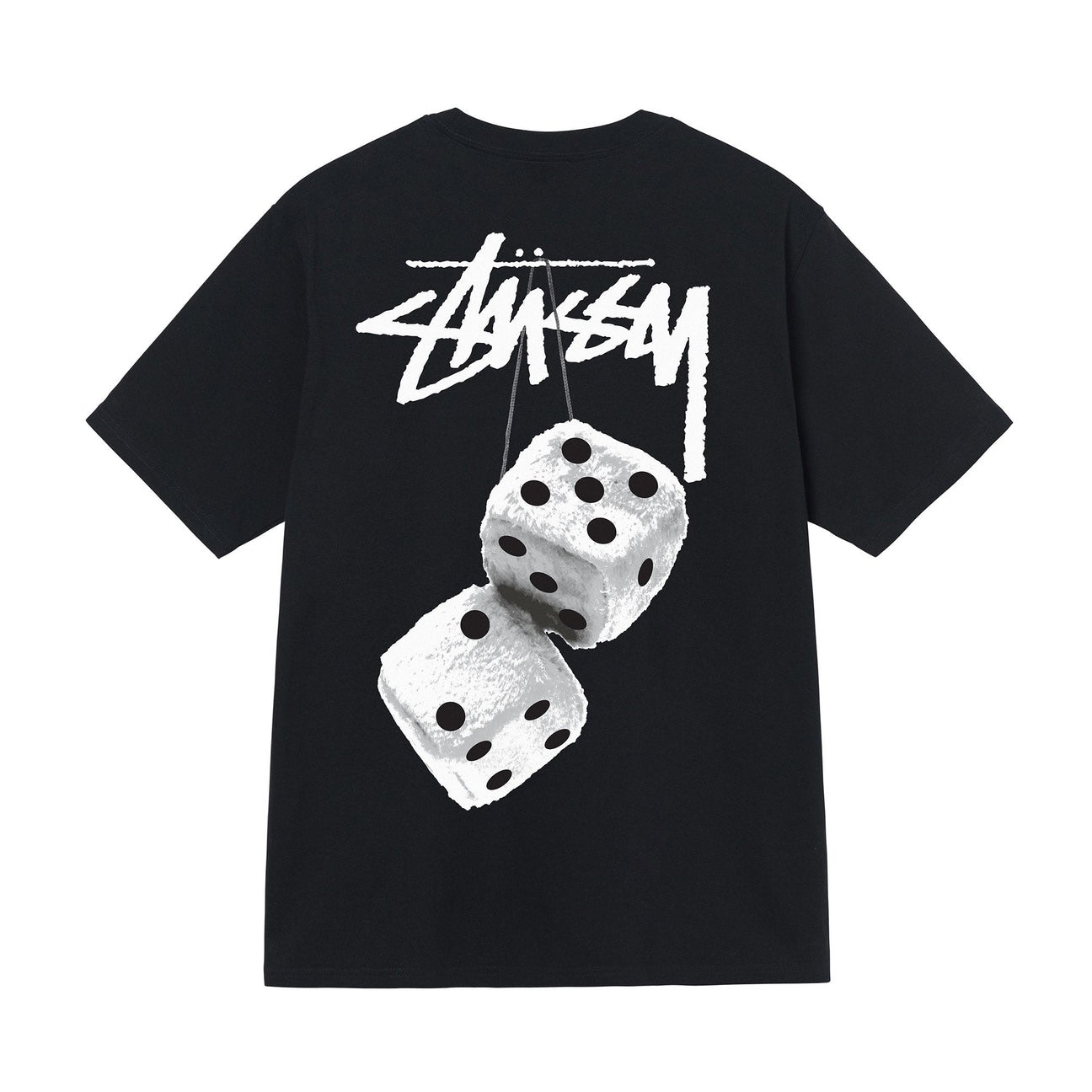STUSSY FUZZY DICE TSHIRT - BLACK