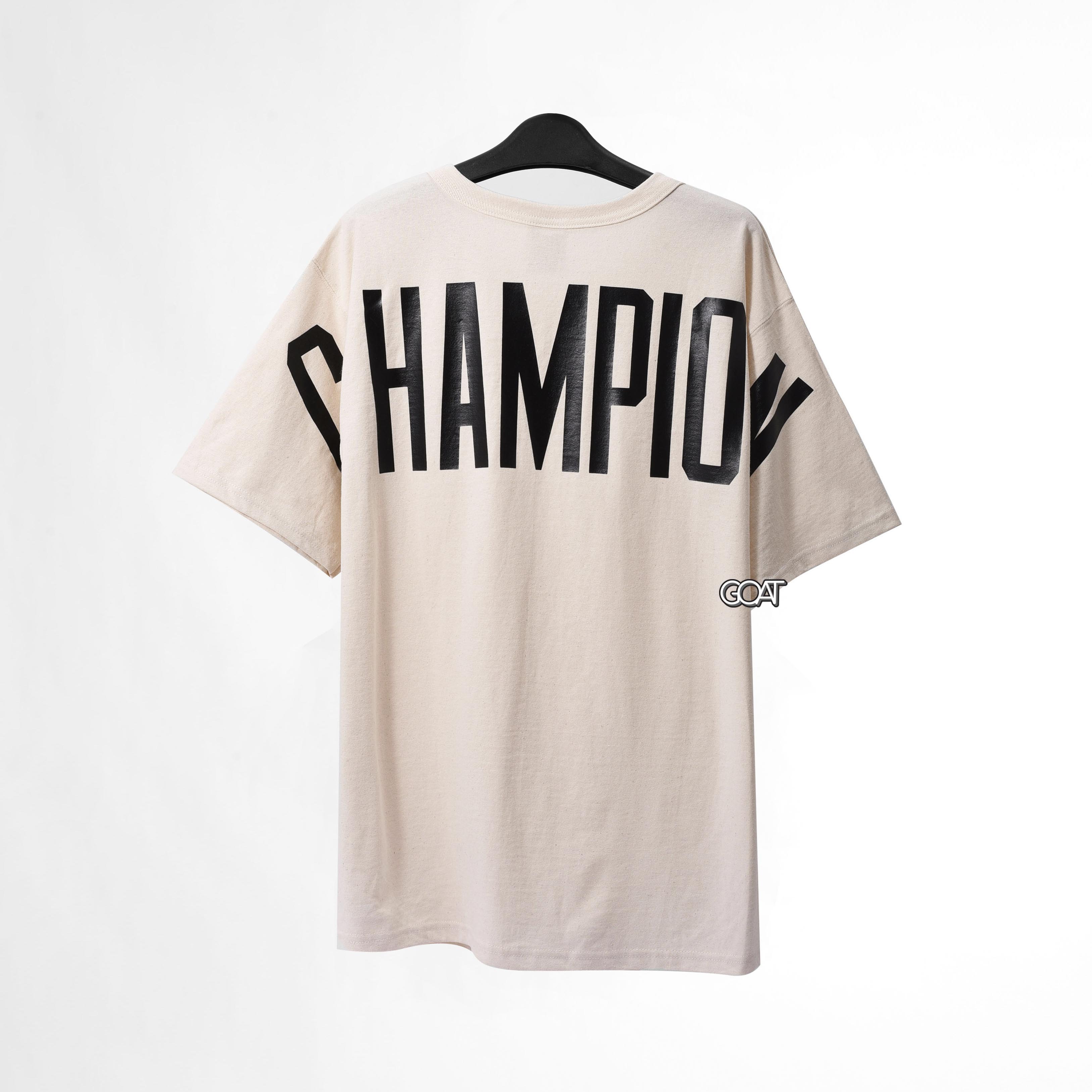 CHAMPION HERITAG BIGLOGO CUSTOM T-SHIRT - CREAM