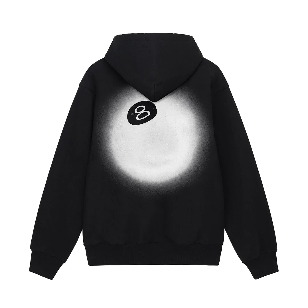 STUSSY 8 BALL FADE HOODIE - BLACK