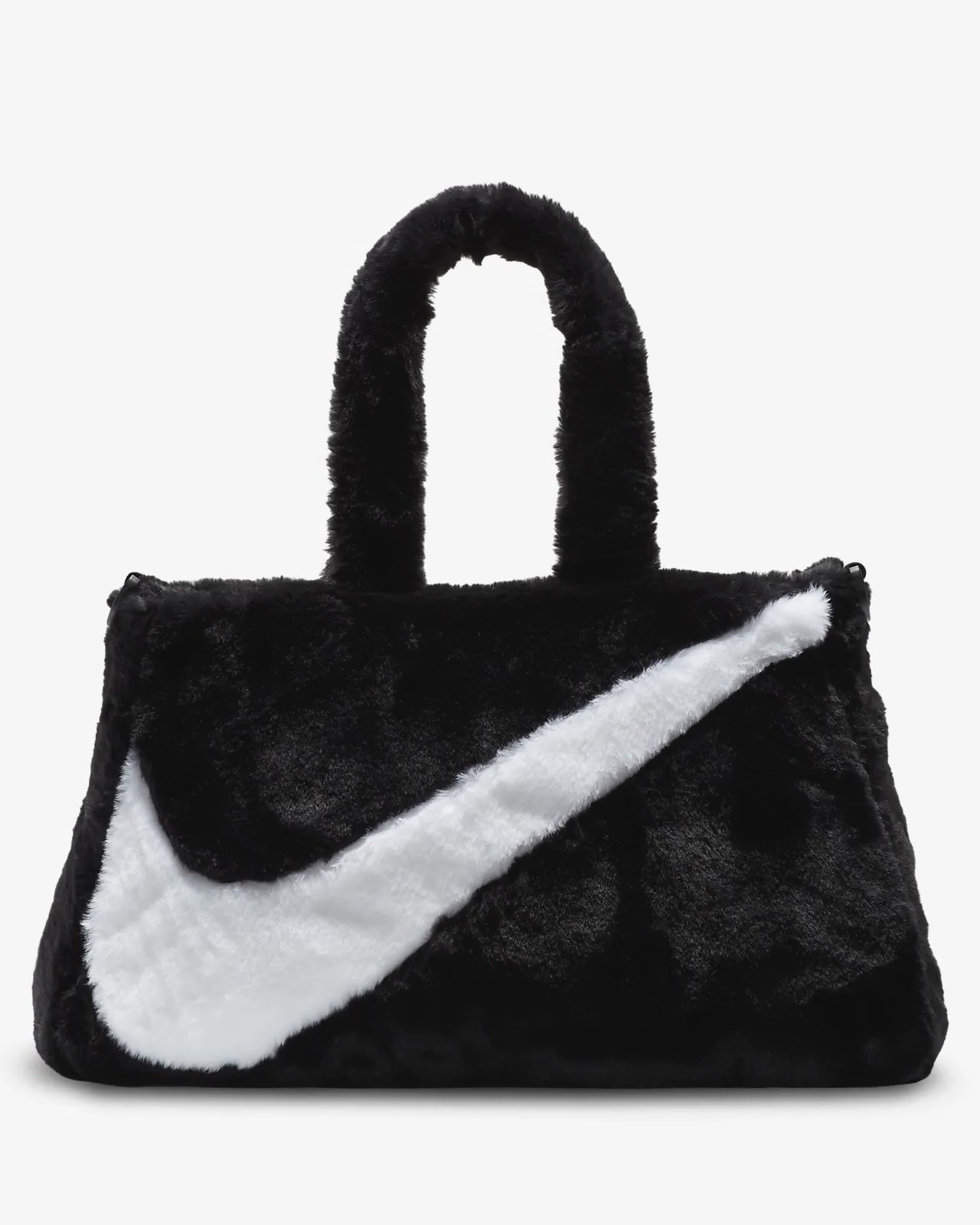 NIKE FAUX FUR TOTE BAG - BLACK