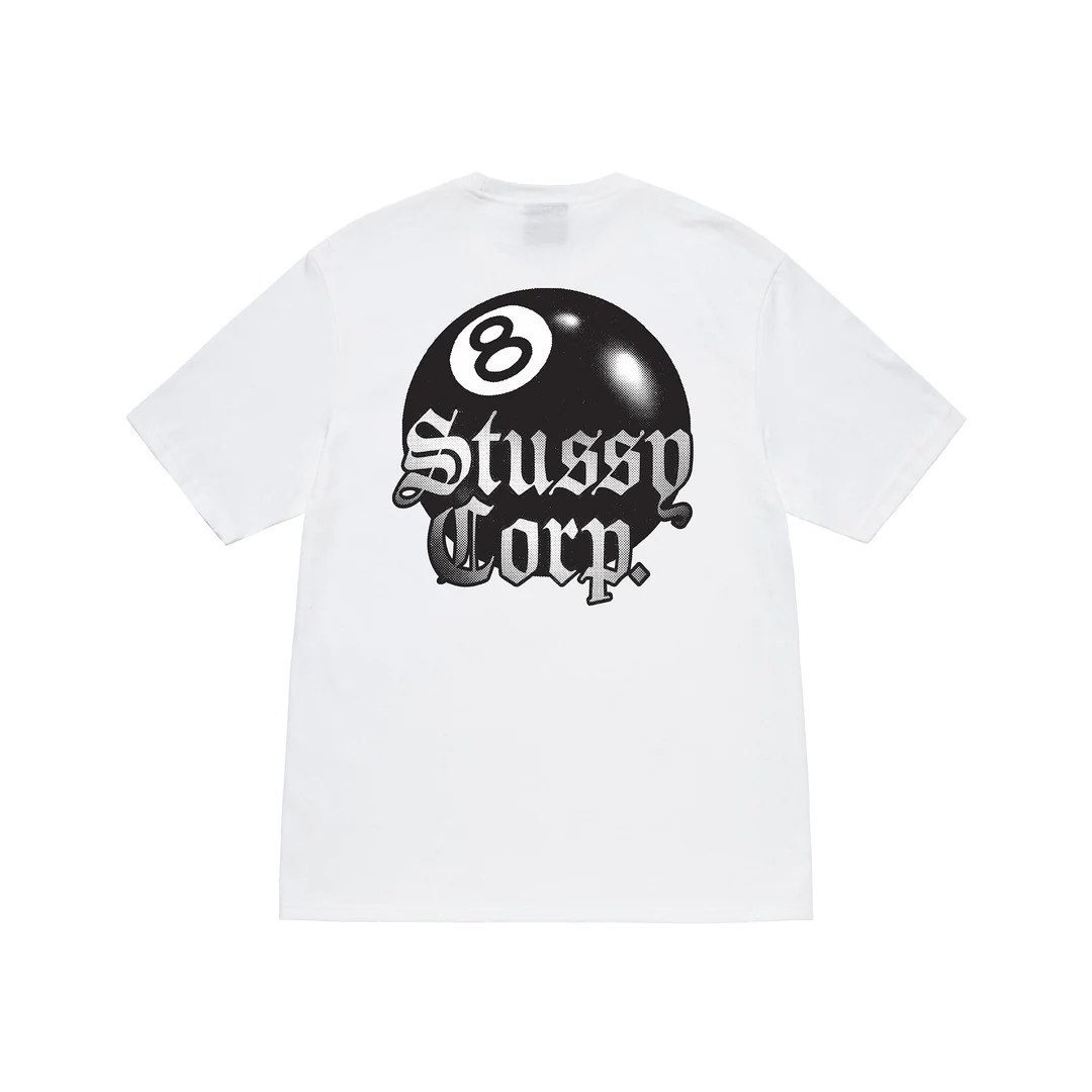 STUSSY 8 BALL CORP TSHIRT - WHITE