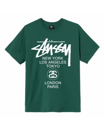 STUSSY WORLD TOUR TSHIRT - GREEN