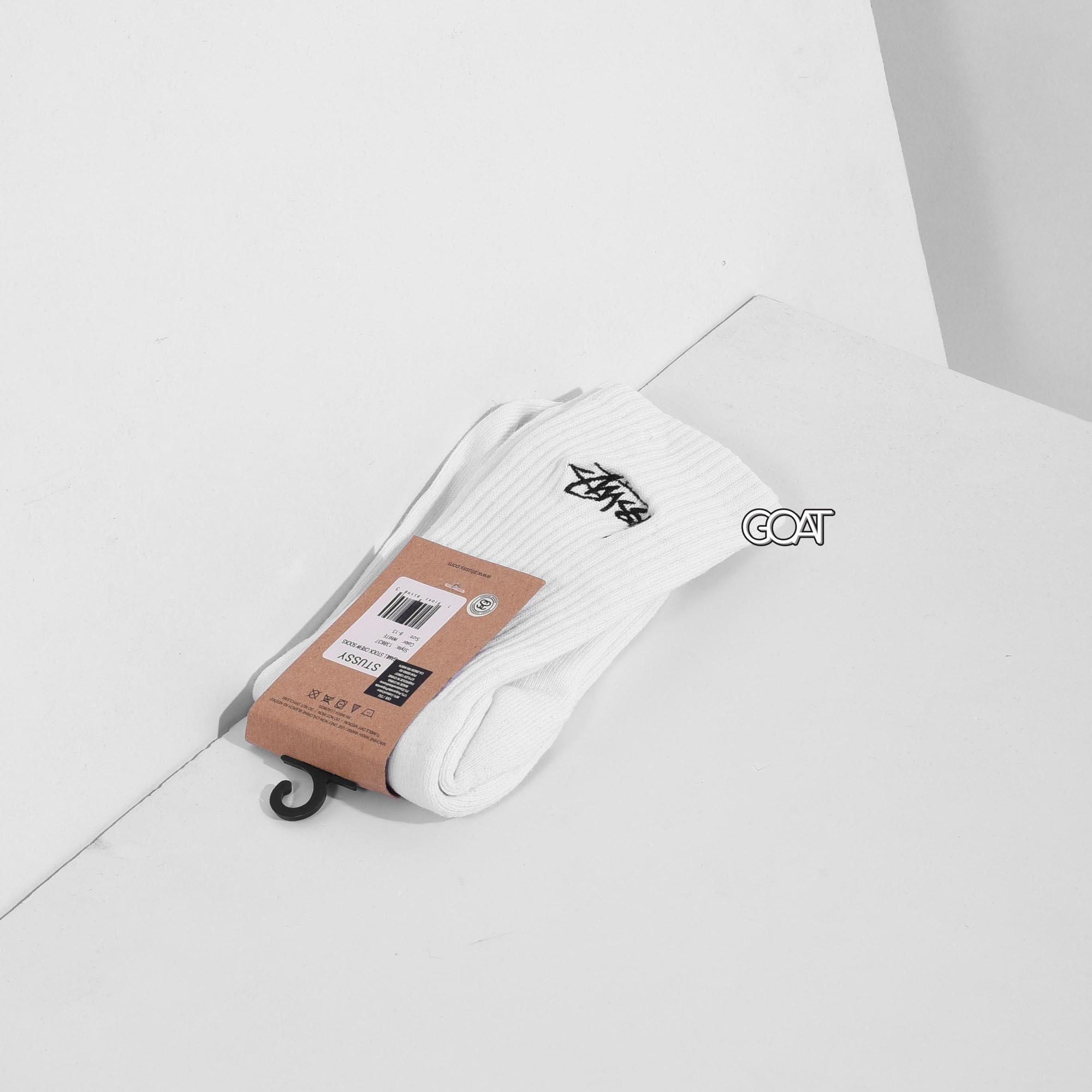 STUSSY SMALL STOCK CREW SOCKS - WHITE