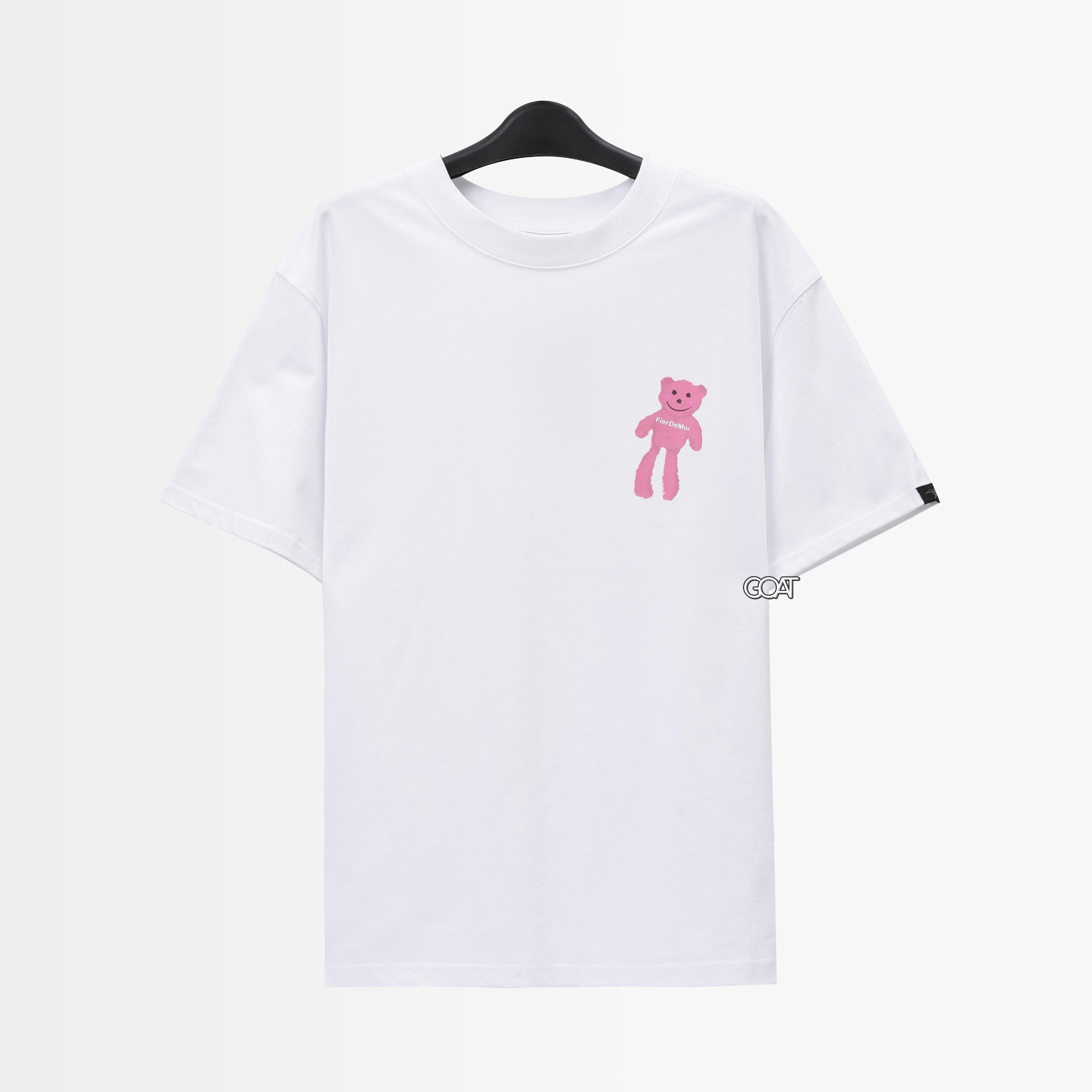 FIER DE MOI PINK LONG LEG BEAR TSHIRT - WHITE