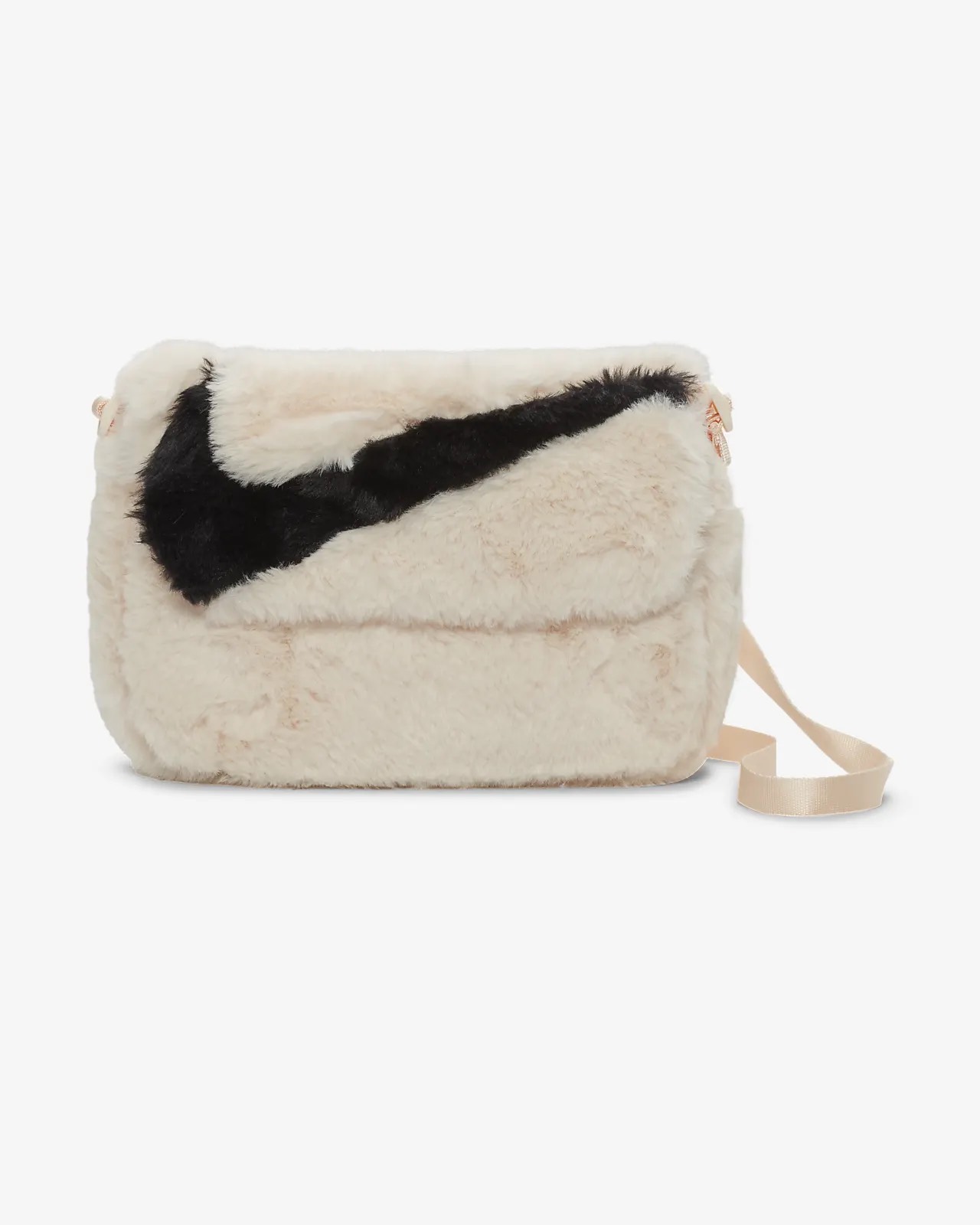 NIKE FAUX FUR CROSS BODY BAG - CREAM