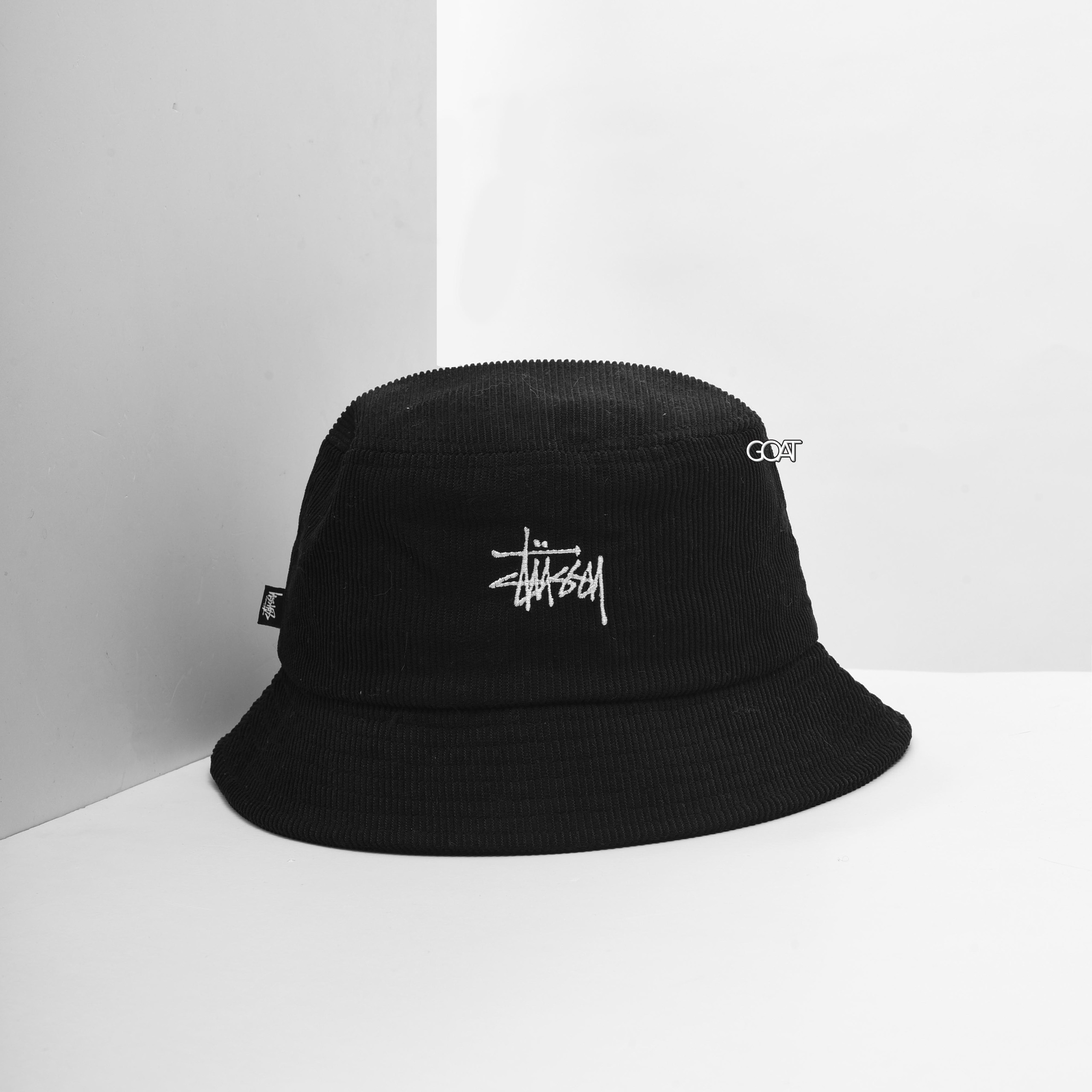 STUSSY GRAFFITI CORD BUCKET HAT - BLACK