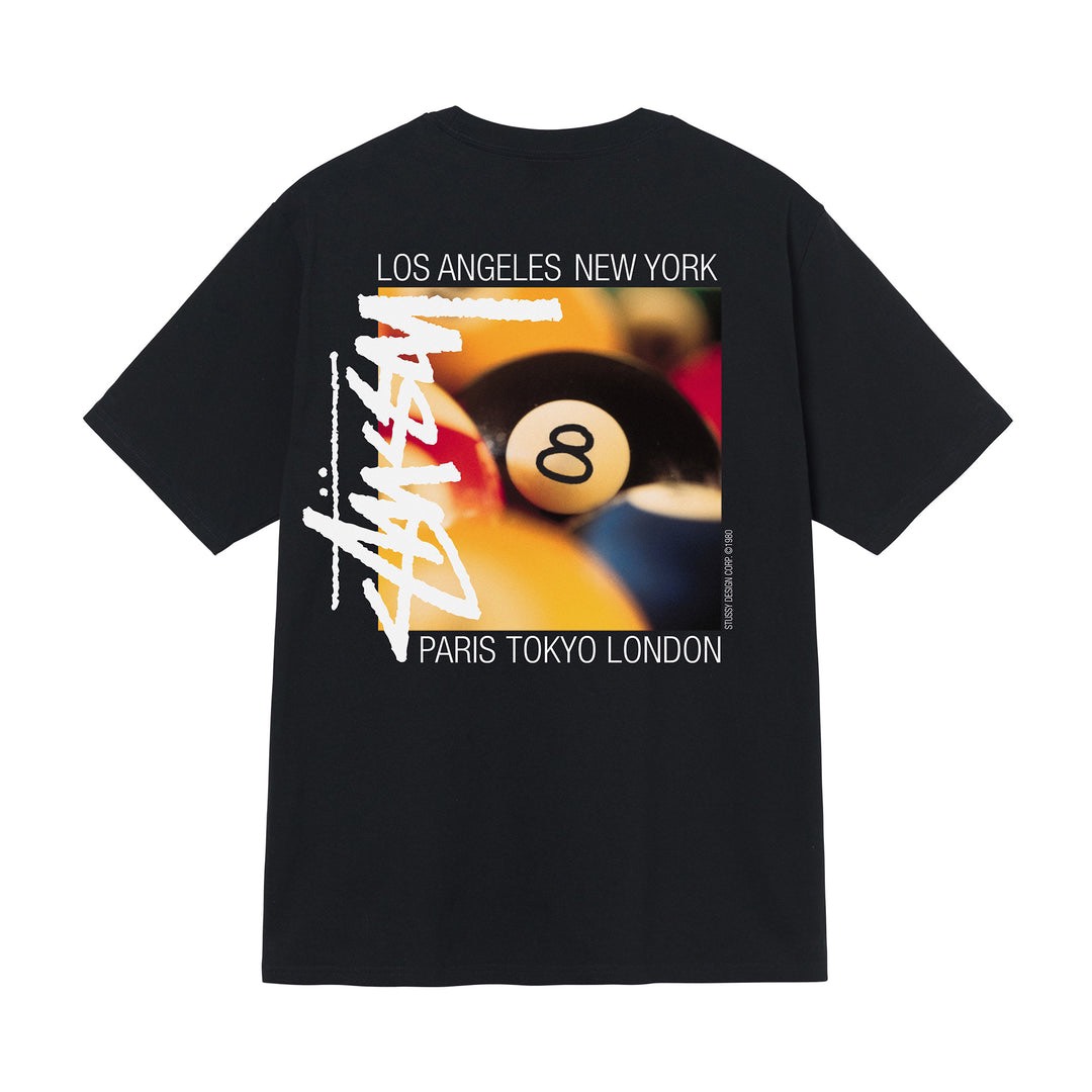 STUSSY BILLIARDS TSHIRT - BLACK