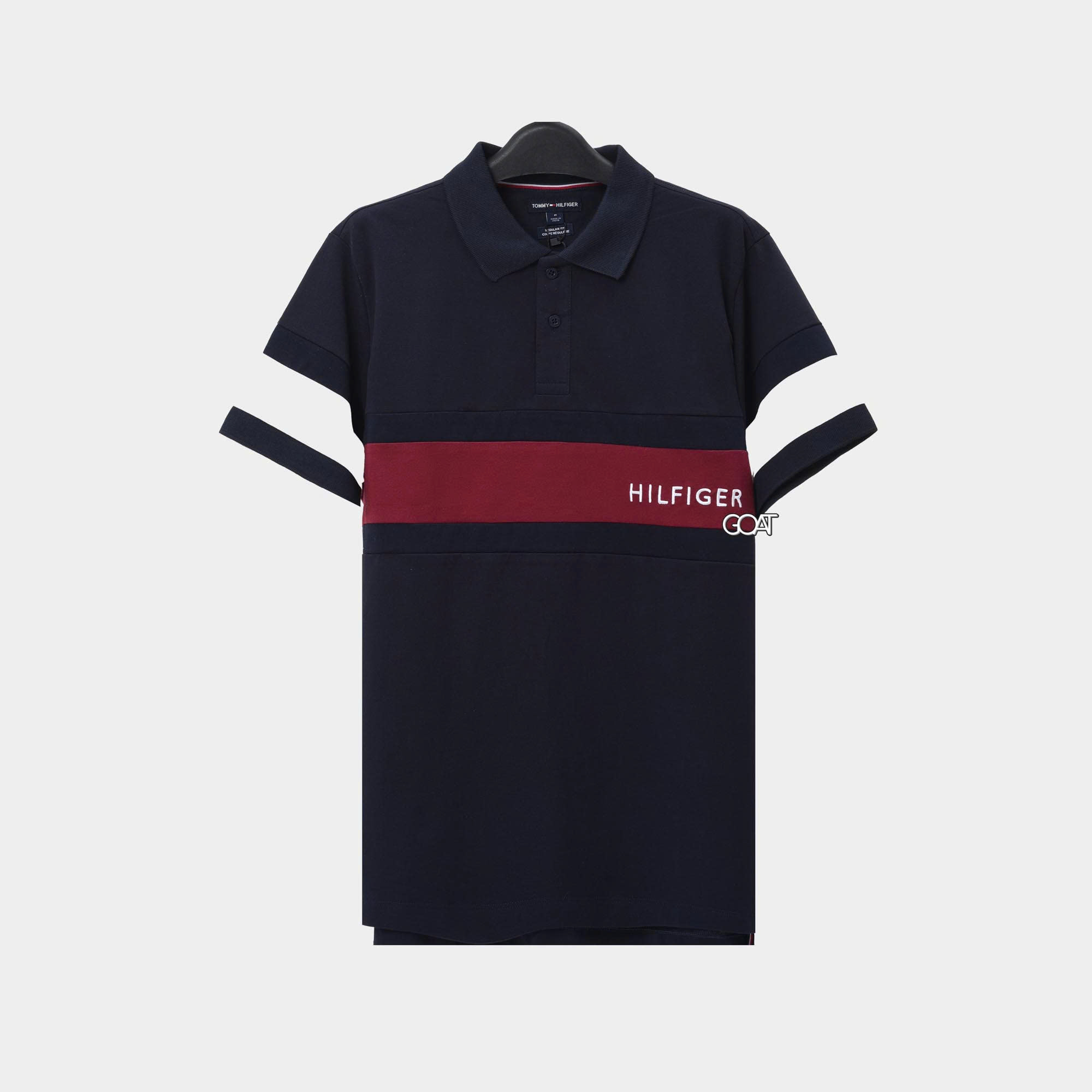 TOMMY RED LINES PIQUE POLO SHIRT - BLACK