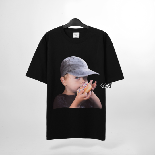 ADLV Baby Face Short Sleeve Cap Boy Tshirt - Black