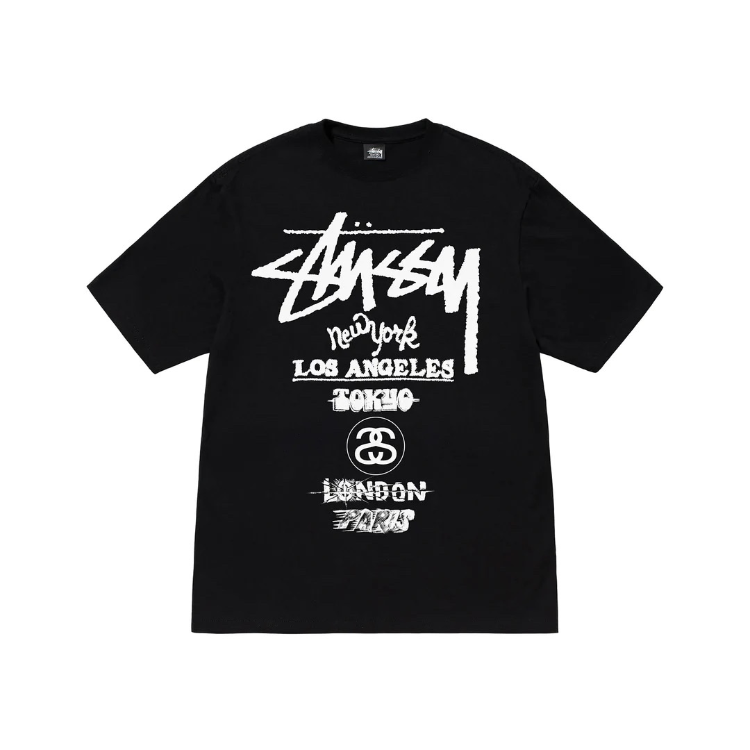 STUSSY TOUR TSHIRT - BLACK