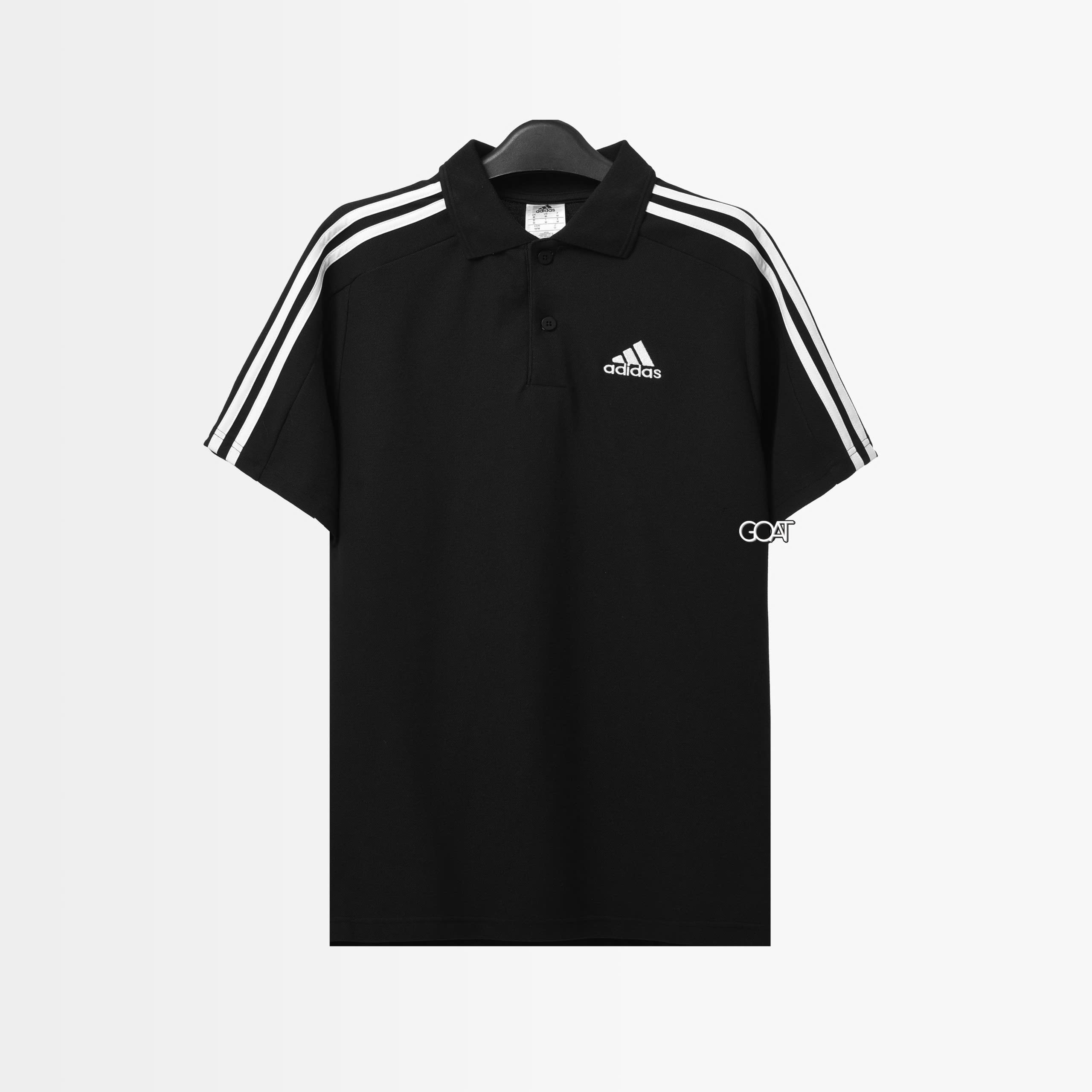 ADIDAS ESSENTIALS PIQUE EMBROI 3 STRIPES POLO SHIRT - BLACK