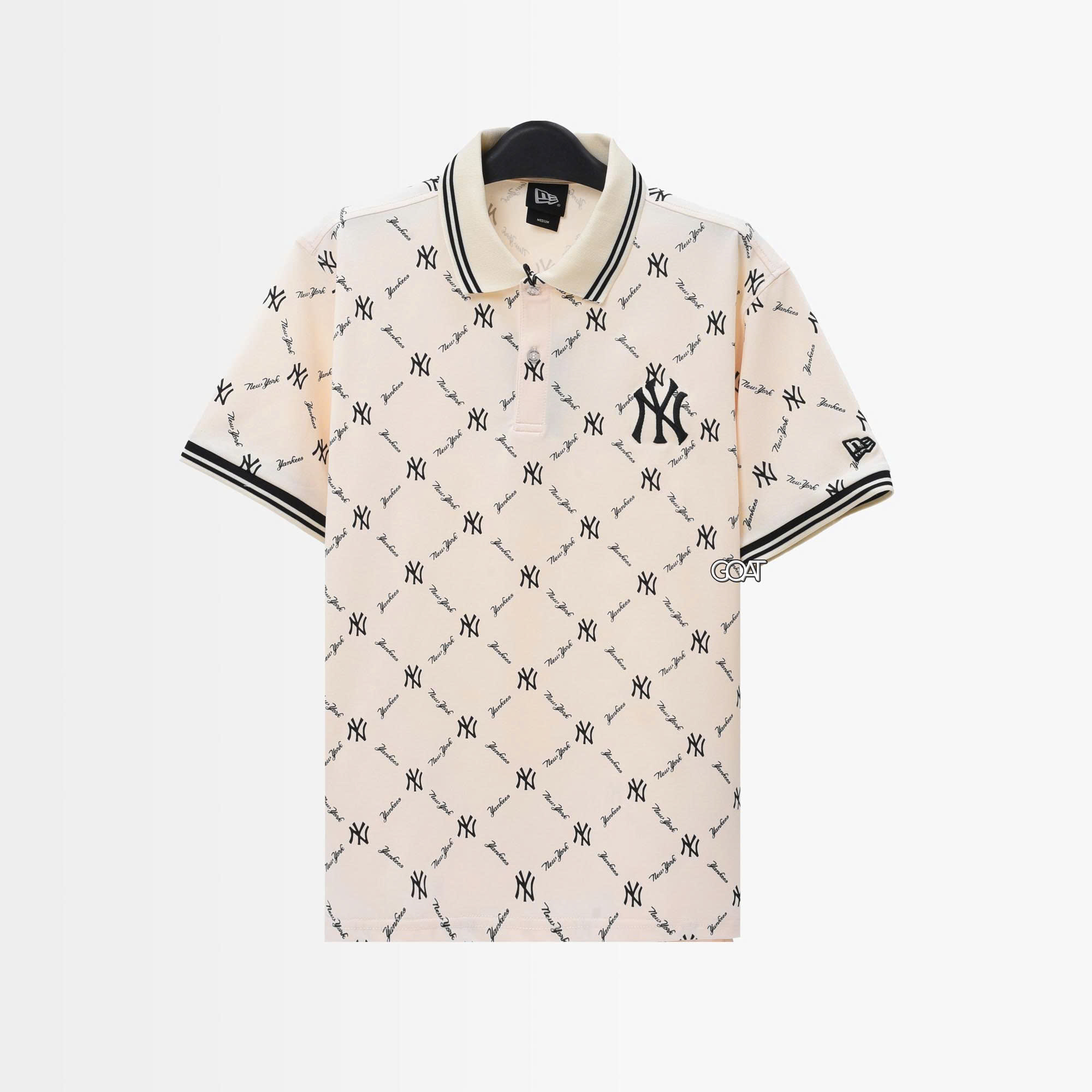NEW ERA  ALLOVER LOGO MONO POLO SHIRT - IVORY