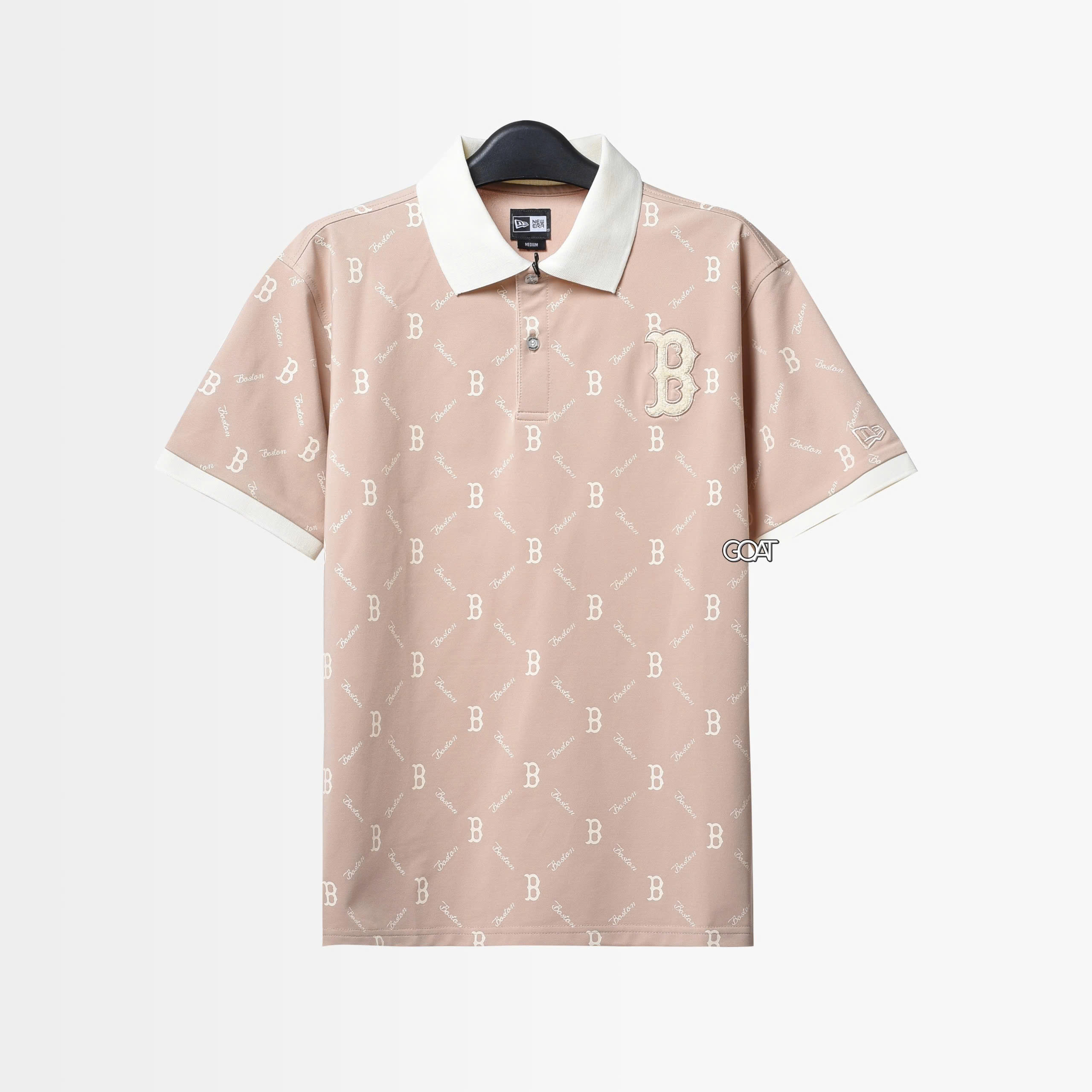 NEW ERA BOSTON RED SOX MONOGRAM POLO SHIRT - KHAKI