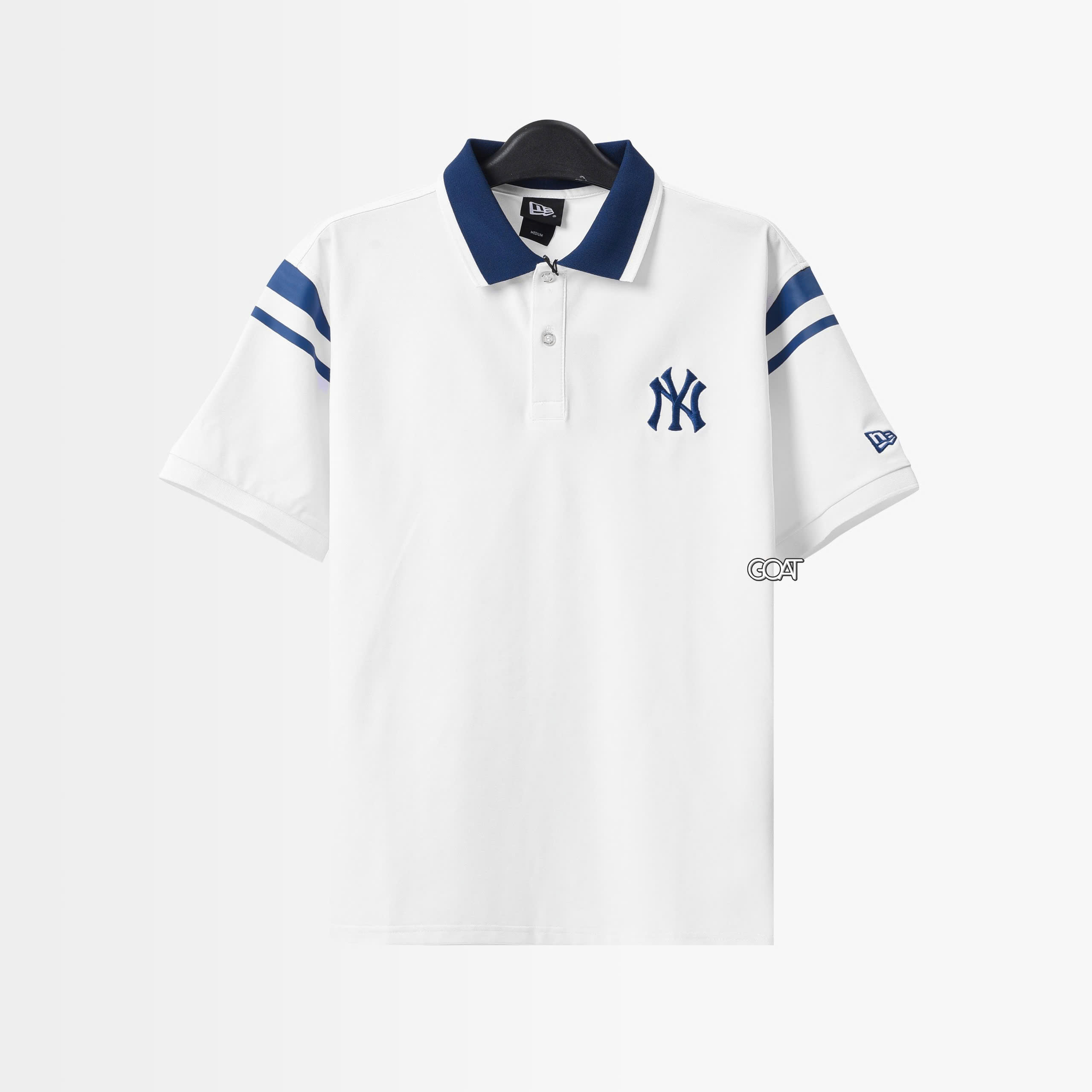 NEW ERA NYYK BLUE LOGO POLO SHIRT - WHITE