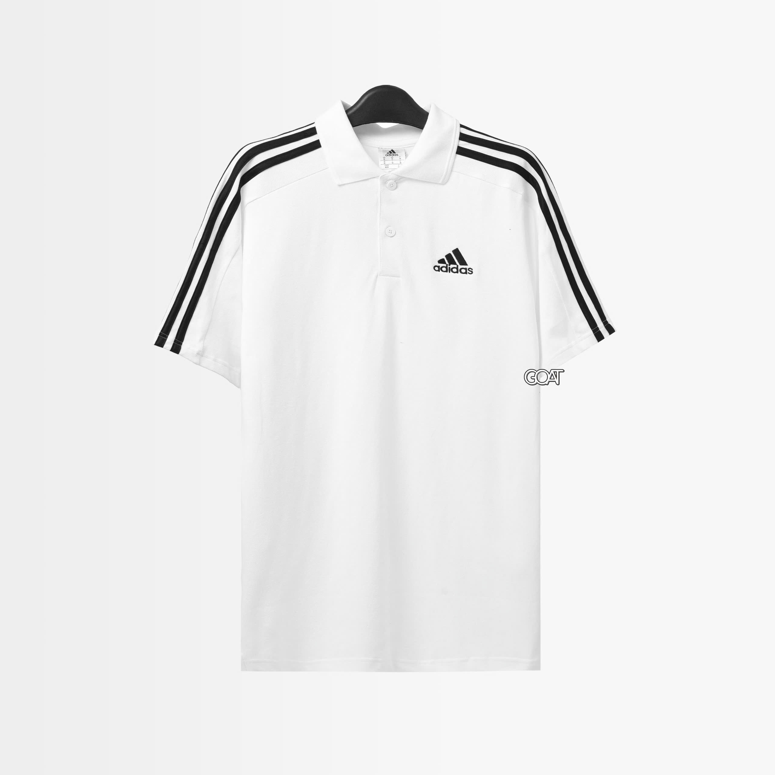 ADIDAS ESSENTIALS PIQUE EMBROI 3 STRIPES POLO SHIRT - WHITE