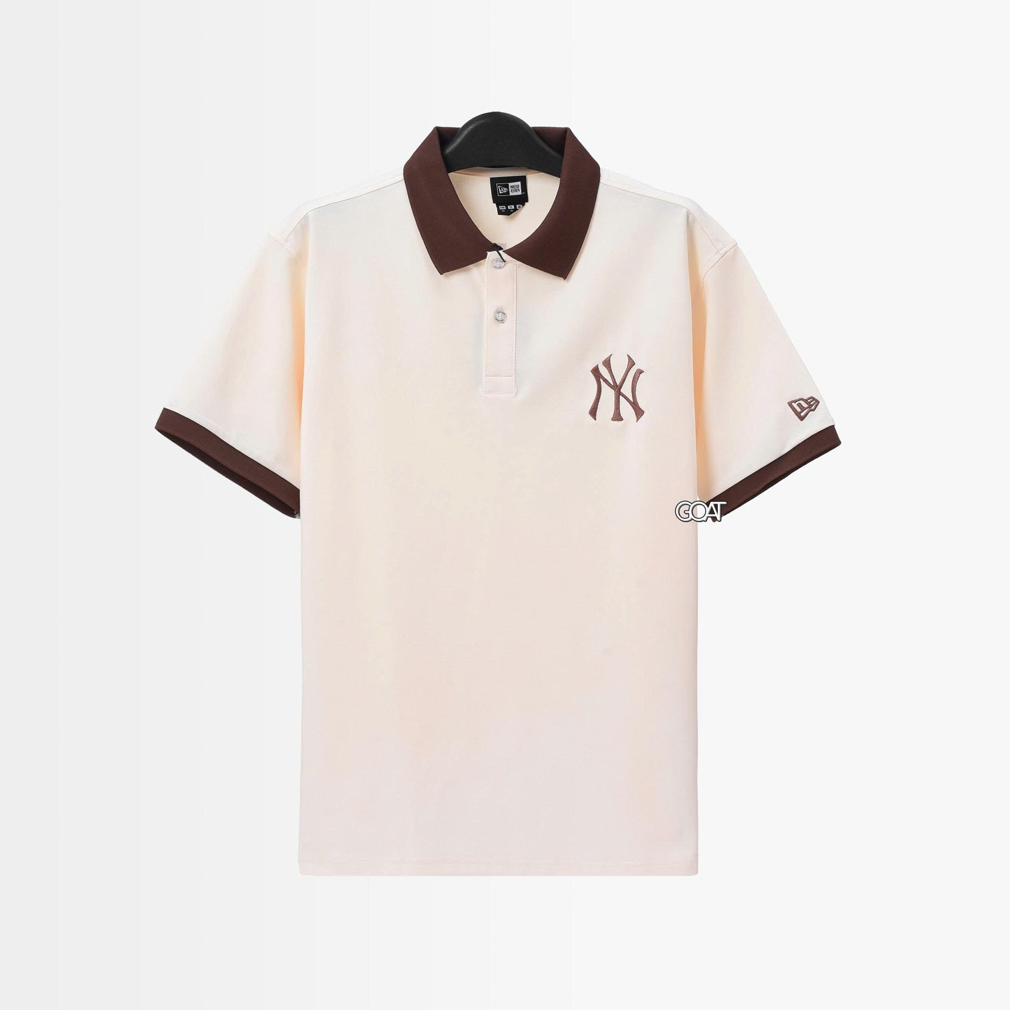 NEW ERA NY BACK LOGO POLO SHIRT - IVORY
