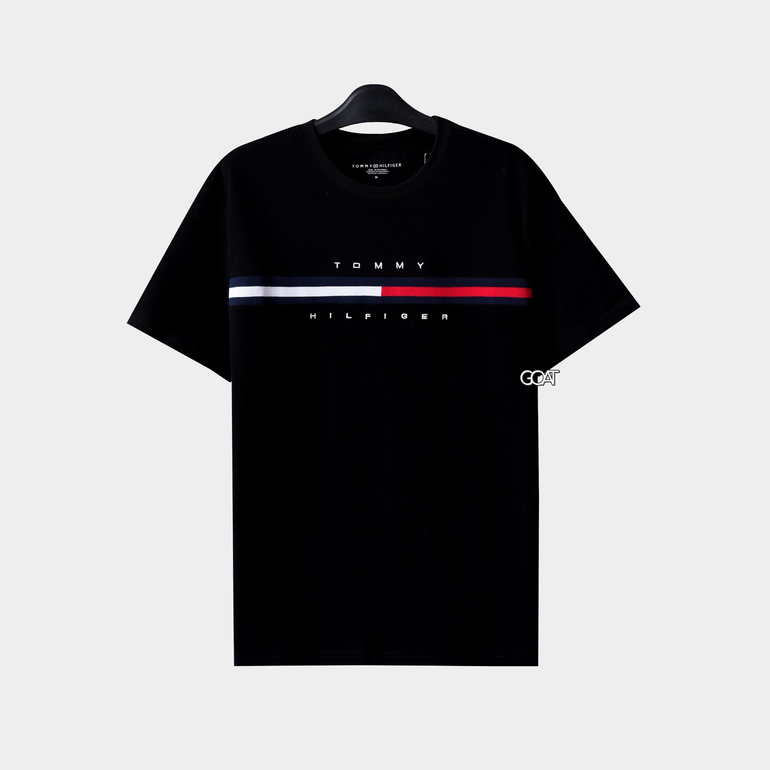 TOMMY HILFIGER SIGNATURE STRIPE TSHIRT - BLACK