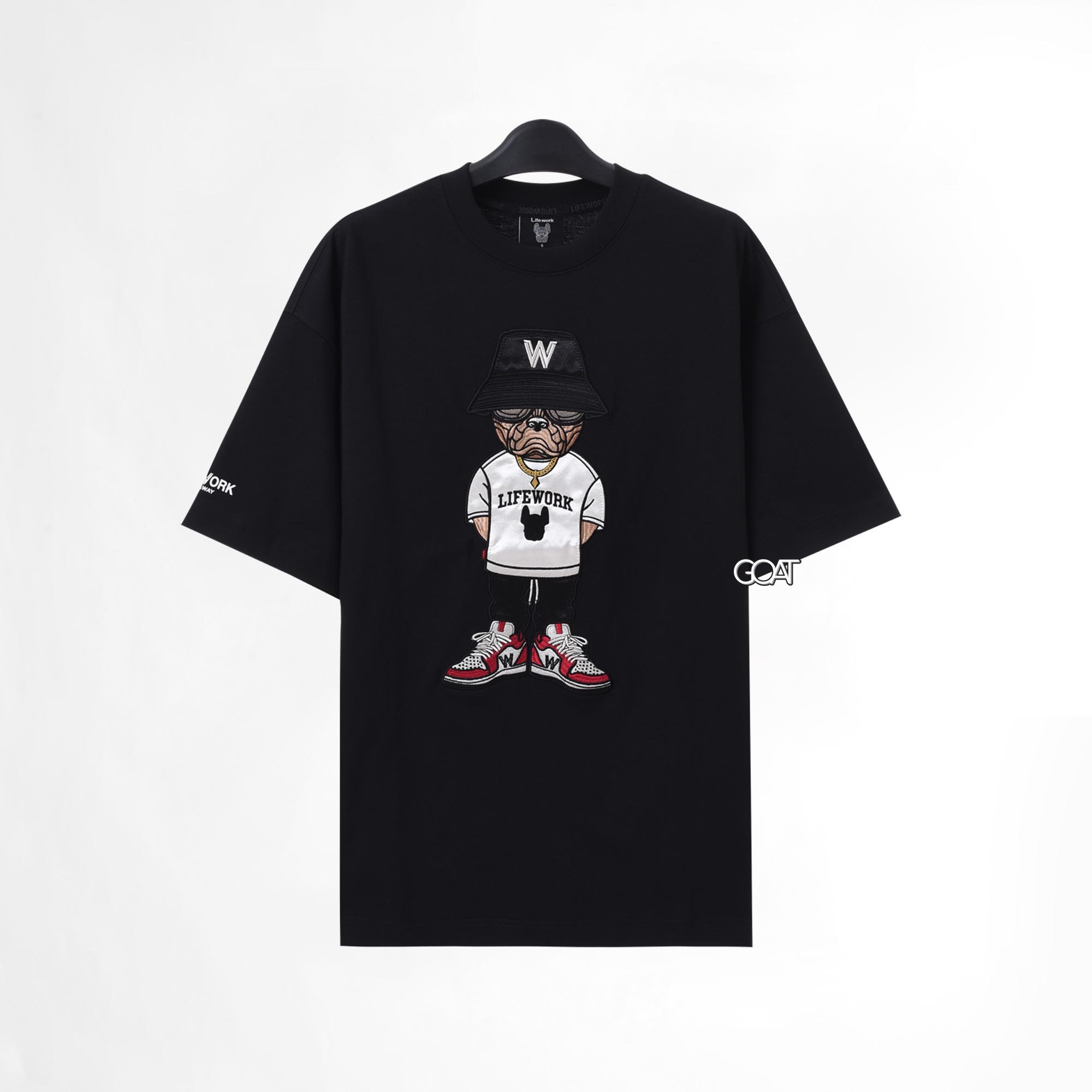 LIFEWORK HIP DOG APPLIQUE T-SHIRT - BLACK